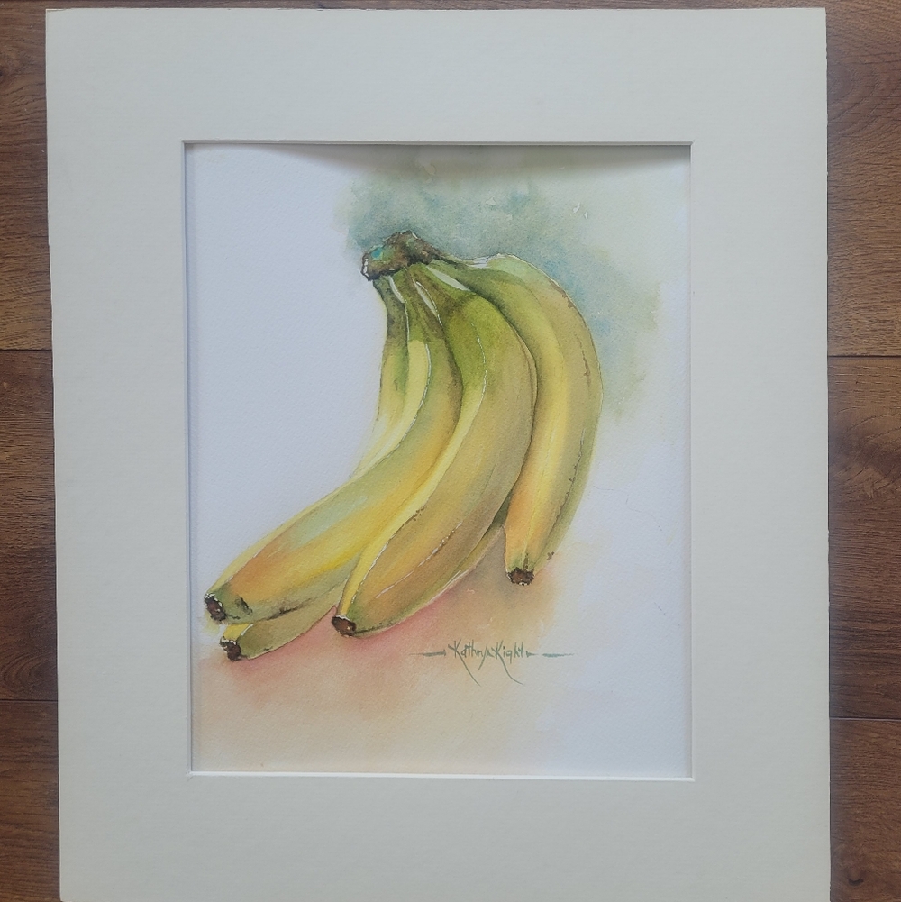 Original Watercolor of Bananas Titled 'Ready To Eat'. Size 13" X 11"